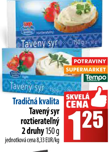 Tavený syr roztierateľný