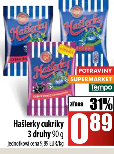 Hašlerky cukríky 3 druhy