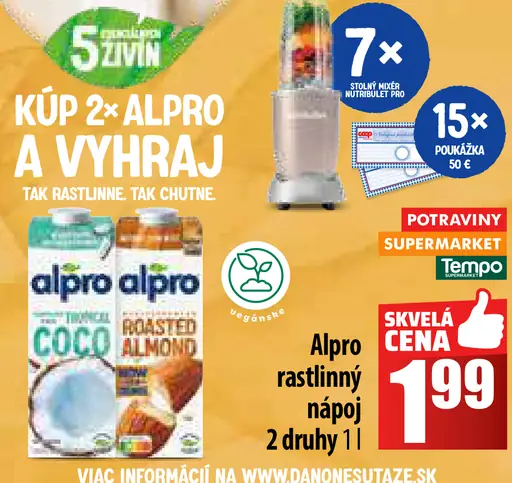 Alpro rastlinný nápoj 2 druhy