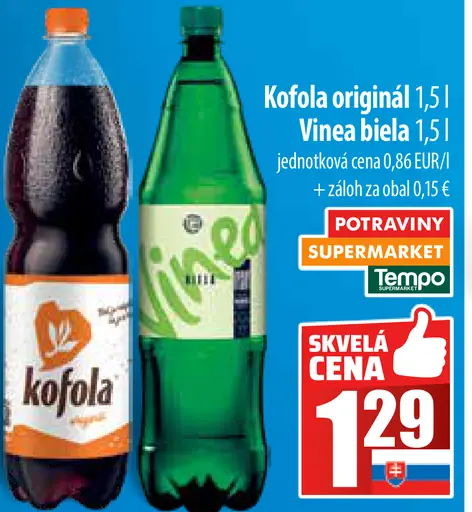 Kofola original a Vinea biela