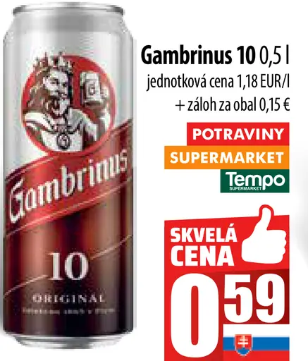 Gambrinus plechovka