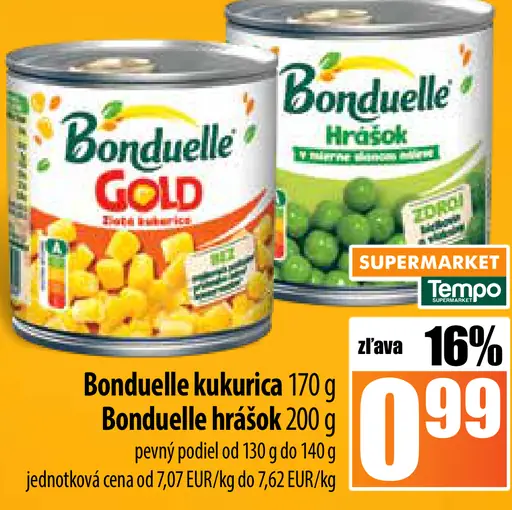Bonduelle kukurica Bonduelle hrášok