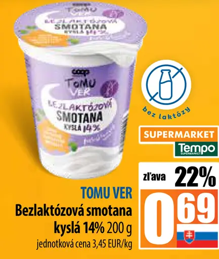 TOMU VER Bezlaktózová smotana kyslá