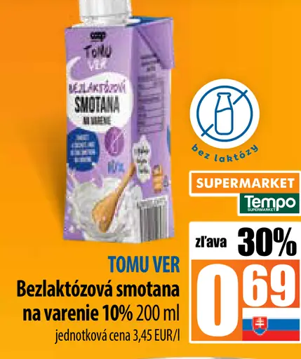 TOMU VER Bezlaktózová smotana na varenie
