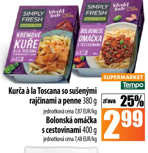 Simply Fresh Kurča a la Toscana so sušenými rajčinami a penne