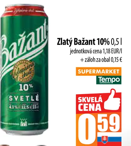 Zlatý Bažant Pivo plechovka
