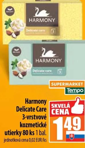 Harmony Delicate caré 3-vrstvové kozmetické utierky