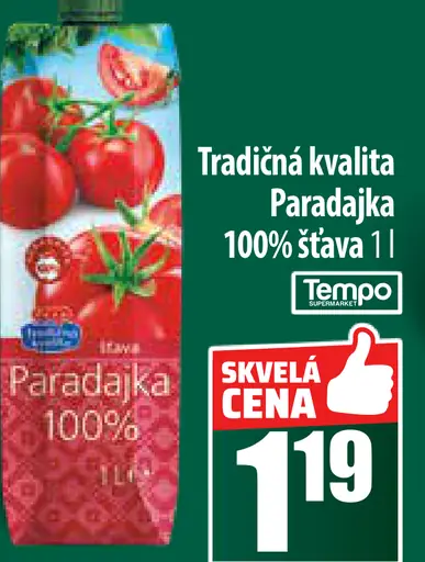 Tradičná kvalita Paradajková šťava 100%