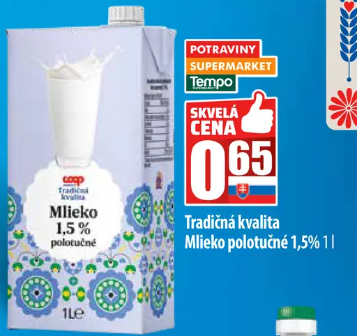 COOP Tradičná kvalita Mlieko polotučné