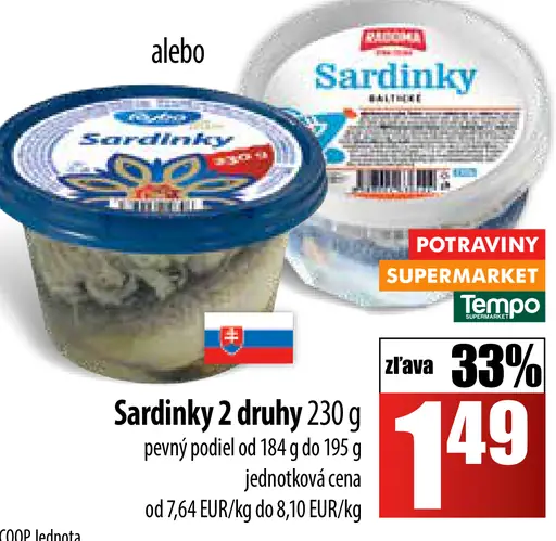 Sardinky 2 druhy