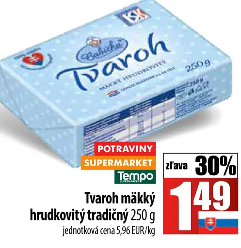 Tradičný tvaroh mäkký hrudkovitý