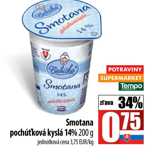 Smotana pochúťková kyslá 14%