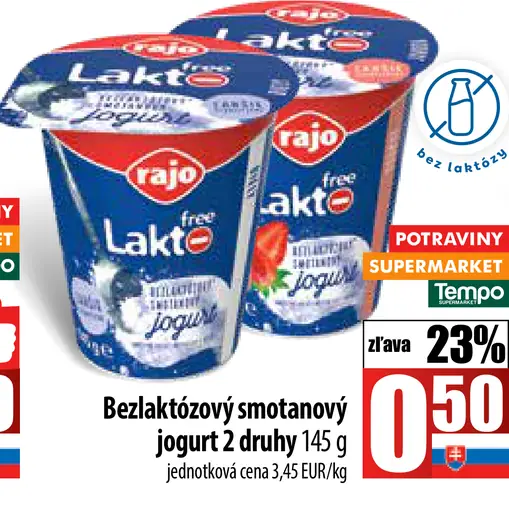 Rajo Bezlaktózový smotanový jogurt