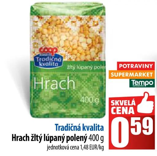 Coop Tradičná kvalita Hrach žltý lúpaný polený