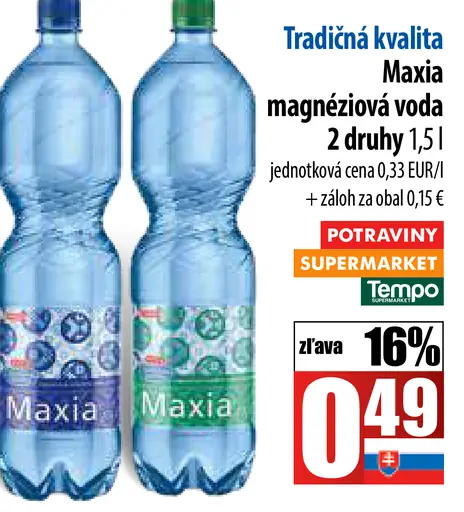 Tradičná kvalita Maxia magnéziová voda