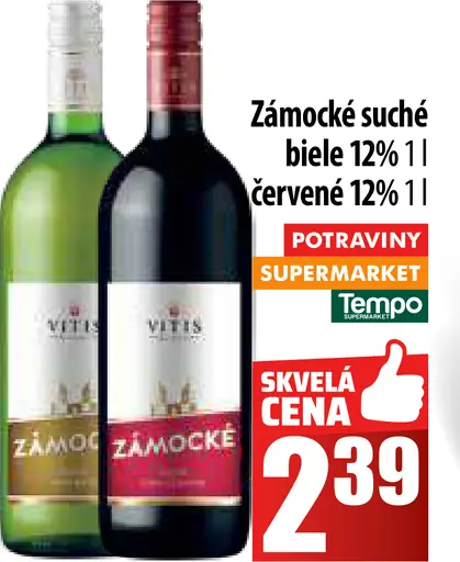 Zámocké suché biele 12% alebo červené 12%