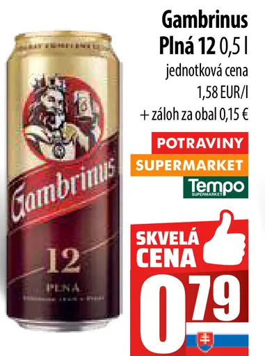 Gambrinus Plná 12 plechovka