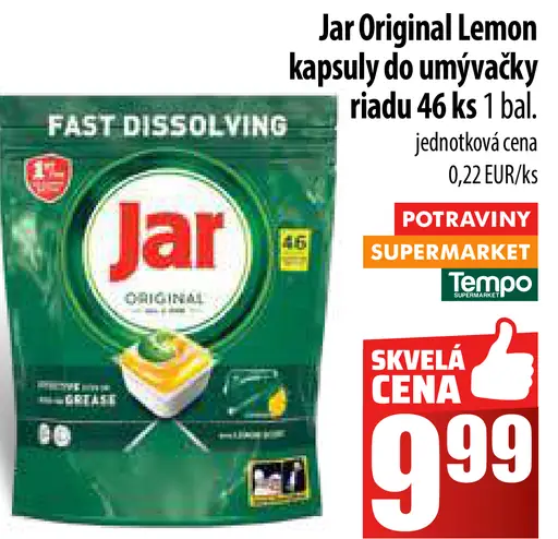 Jar Original Lemon kapsuly do umývačky