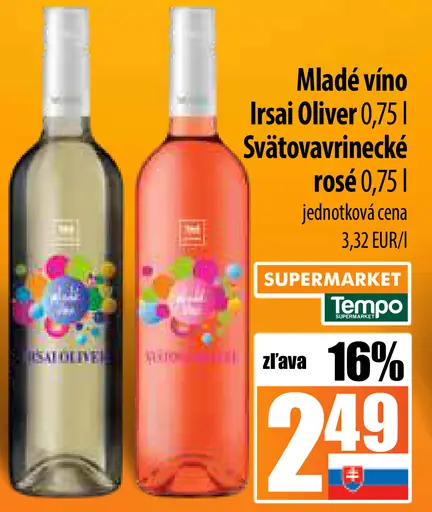 Mladé víno Iršai Oliver Svätoavrinecké