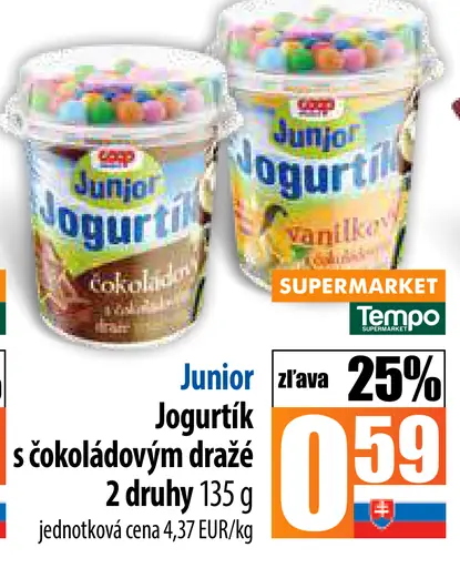 COOP Junior Jogurt s čokoládovým dražé