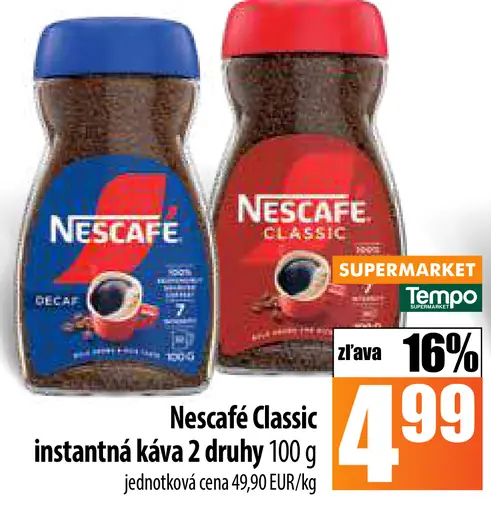 NESCAFÉ CLASSIC, instantná káva