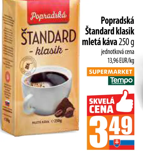 Popradská Štandard klasik mletá káva