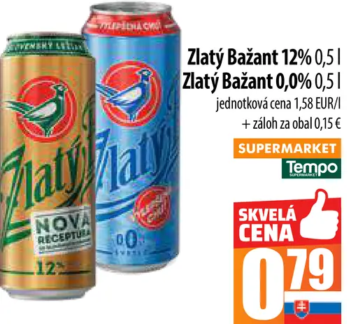 Zlatý Bažant Pivo plechovka