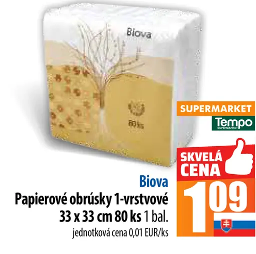 Biova papierové obrúsky 1-vrstvové