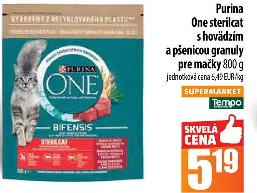 Purina One sterilcat s hovädzím a pšenicou granuly pre mačky