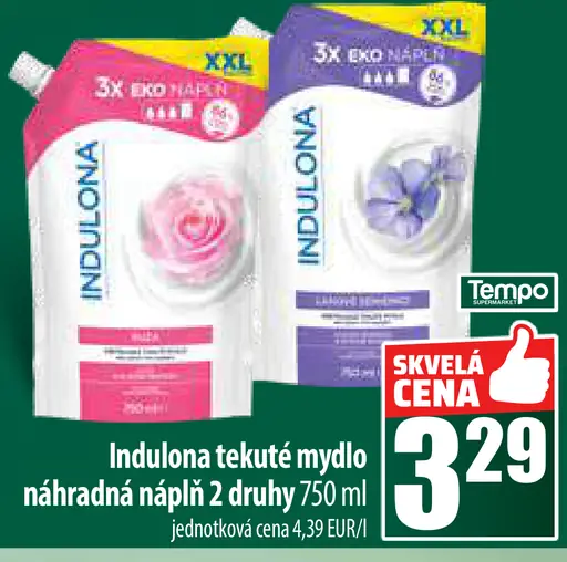 Indulona tekuté mydlo náhradná náplň