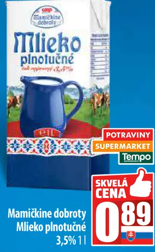 Mamčkine dobroty Mlieko plnotučné