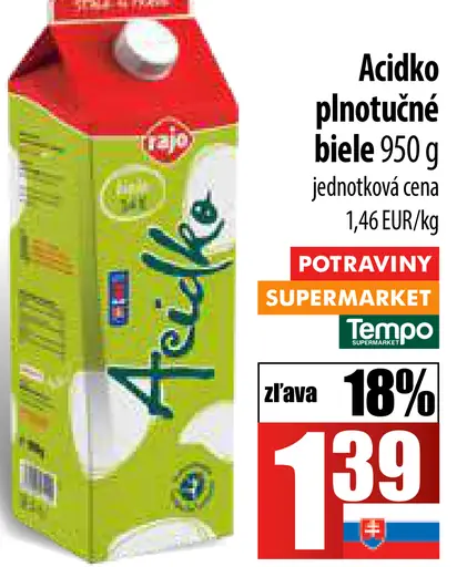 Rajo Acidko plnotučné biele
