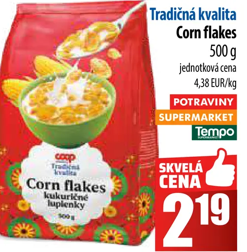 Coop tradičná kvalita corn flakes lupienky kukuričné