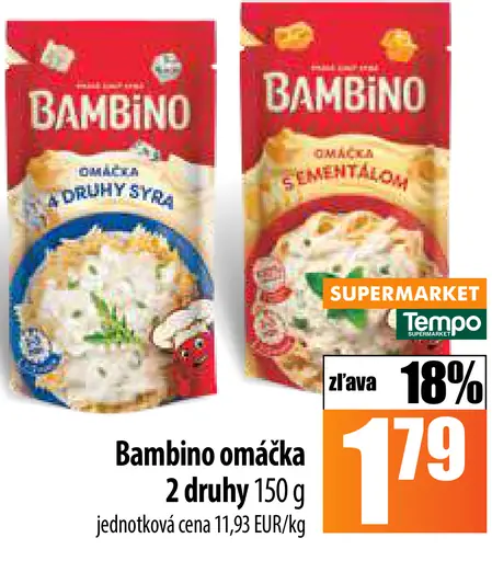 Bambino omáčka 2 druhy syra