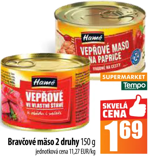 Hamé Bravčové mäso na paprice