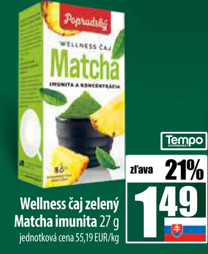 Popradská Wellness čaj zelený Matcha imunita