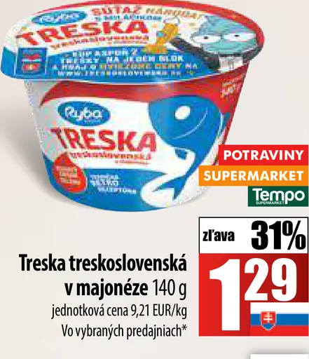 Ryba Treskoslovenská treska v majonéze