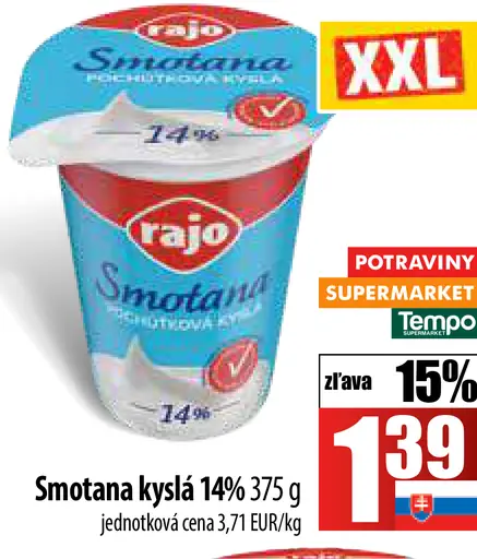 Rajo smotana kyslá 14%