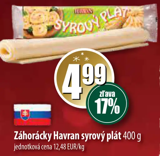 Záhorský Havran syrový plát