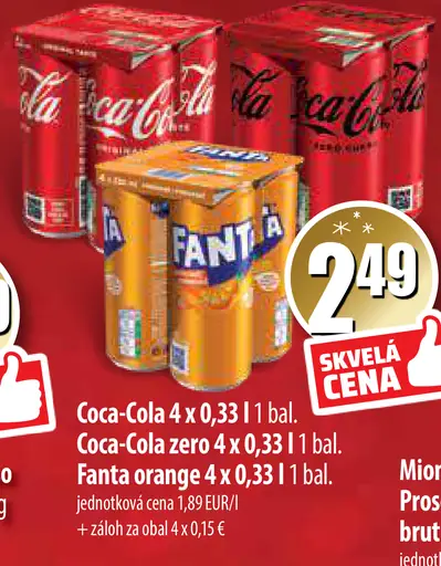 Coca-Cola plechovka / Coca-Cola Zero plechovka / Fanta plechovka