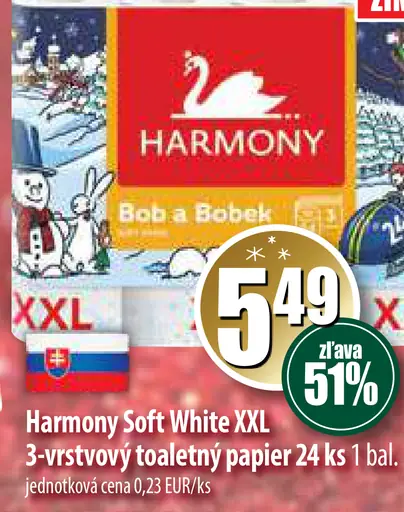 Harmony Soft White XXL toaletný papier 3 vrstvy