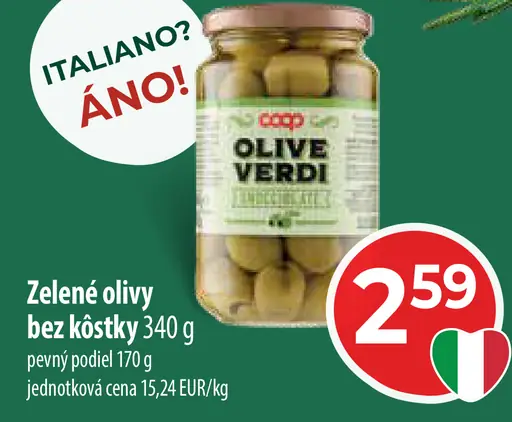 Coop Zelené olivy bez kôstky