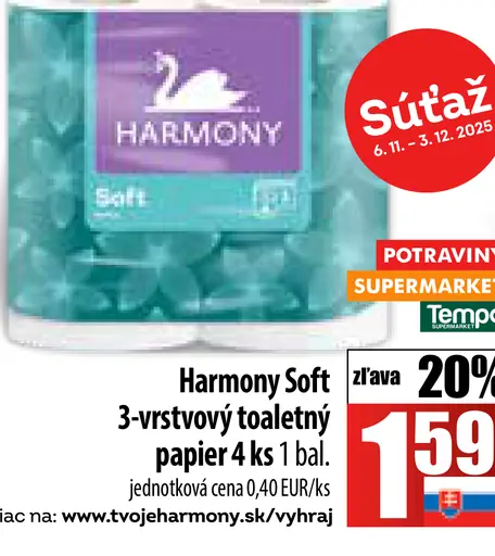 Harmony Soft 3-vrstvový toaletný papier
