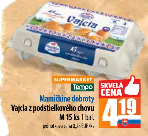 Vajcia z podstielkového chovu M