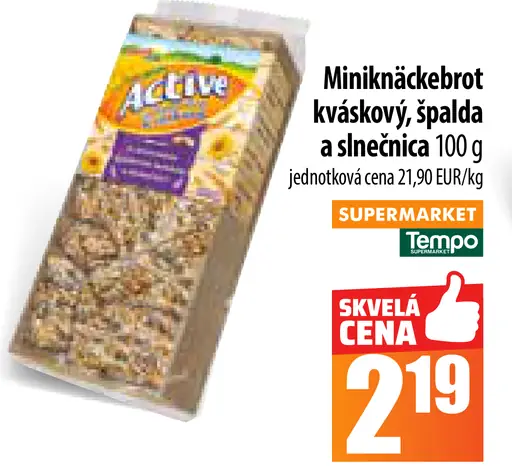 Active Mini knäcke chlieb kváskový, špalda a slnečnica