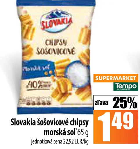 Slovakia Šošovicové chipsy morská soľ