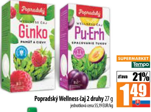 Popradský Wellness Čaj zázvor + baza