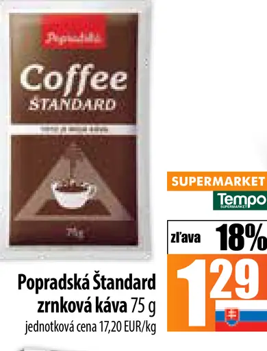 Popradská Coffee Štandard pražená zrnková káva
