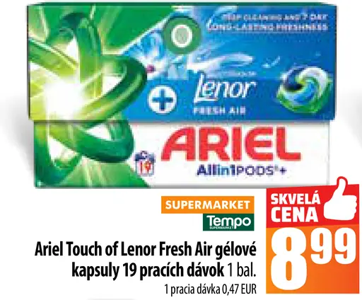 Ariel Touch of Lenor Fresh gélové kapsuly