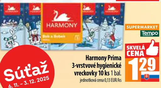 Harmony Prima 3-vrstvové hygienické vreckovky